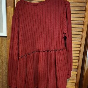 SHEIN Burgundy Ribbed Knit Top